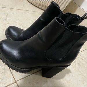 Black platform booties